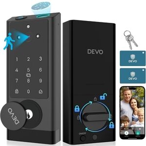DEVO G1 Smart Lock with Camera & Doorbell 6in1 Front Door Lock with Fingerprint